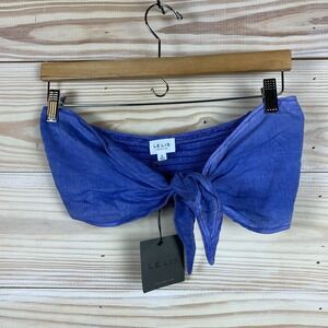 Le Lis Collection Tube Top Small Tie Front Smocked Blue Mineral‎ Wash